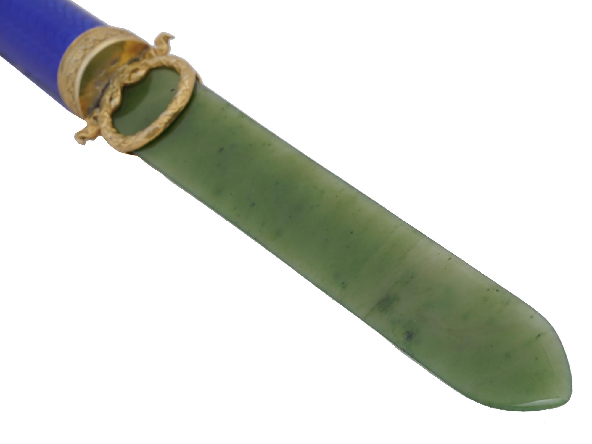 LARGE RUSSIAN GILT SILVER NEPHRITE LETTER OPENER PIC-7